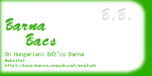 barna bacs business card